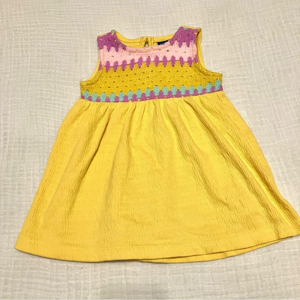 Girl’s‎ Old Navy Sunshine Yellow Crochet Panel Sleeveless Dress Sz 6-12M